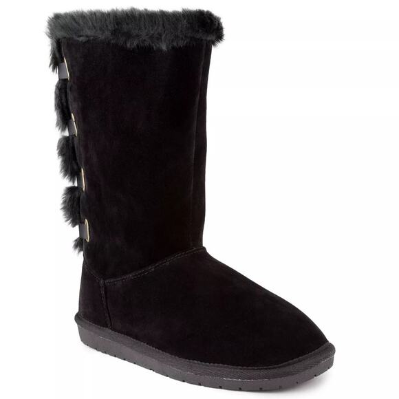 Sugar Women Panthea Mid Calf Plush Winter Booties Size US 8M Black Faux Suede - Picture 1 of 5